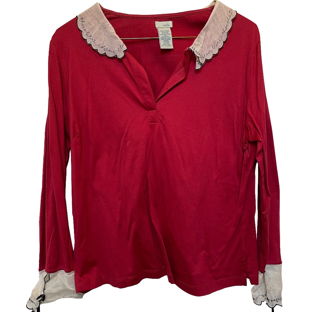 RARE Odille for Anthropologie Little Red French Blouse